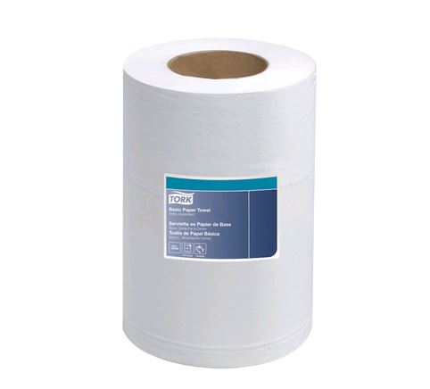 Tork Advanced Soft Mini Centerfeed Hand Towel, 2-Ply, White on white background