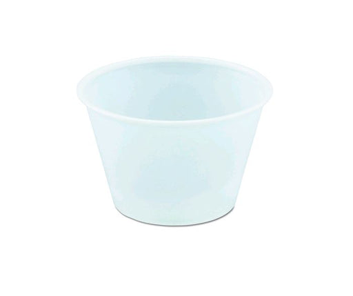 Dart Solo 4 oz Translucent Plastic Portion Cup P400N on white background
