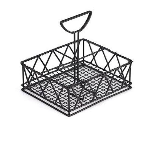 Empty GET Enterprises - 4-931832 - 5 Compartment Square Black Powder-coated Caddy on white background