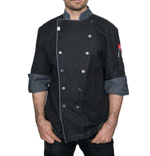 Denim Clarke Chef Jacket  MVJ05A on white background