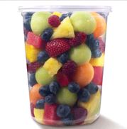 Prokal 8oz Deli Container full of fruit on white background