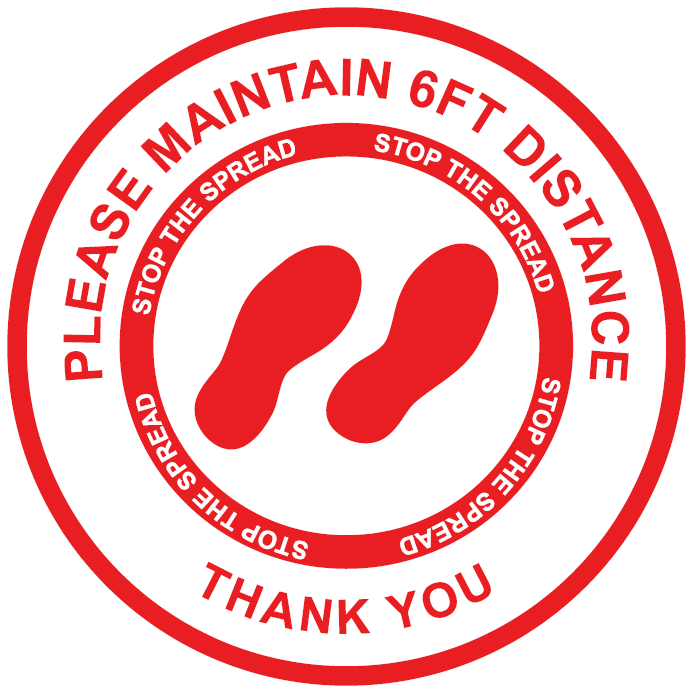 Physical Distancing Floor Decal Please Maintain 6FT Distance Thank You
