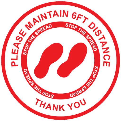 Physical Distancing Floor Decal Please Maintain 6FT Distance Thank You