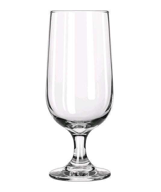 Libbey 3730 Embassy 14 oz. Stemmed Pilsner Glass empty on white background