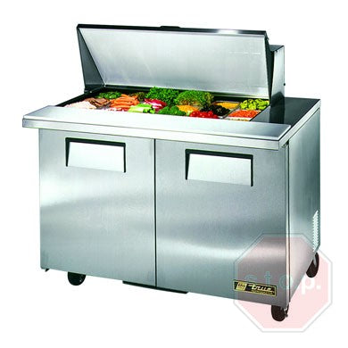 True 48" Two Section Stainless Steel Sandwich/Salad Prep Table w/ Refrigerated Base TSSU-48-18M-B-HC