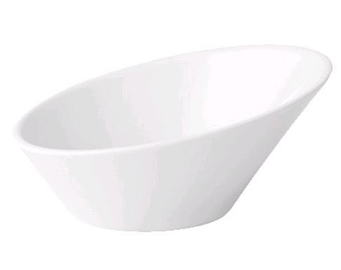 White porcelain beveled bowl on white background