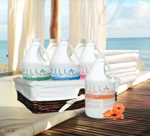 Villa Bodycare Revitalizing Shampoo in bin with other soap litres