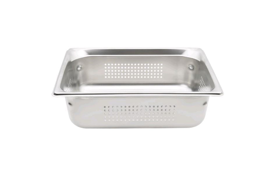 Vollrath Super Pan 3® Anti-Jam Perforated Stainless Steel Steam Table Pan 90243 empty on white background