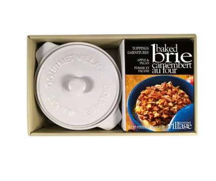 White Brie Baker kit with Apple Pecan Topping - EGIFTWH on white background