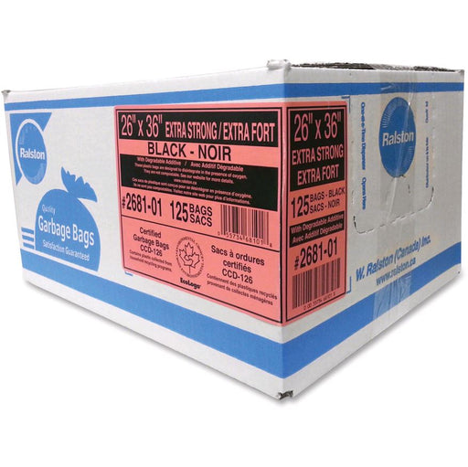 Ralston Industrial Garbage Bags, X-Strong, 36" x 26" 268101 box on white background