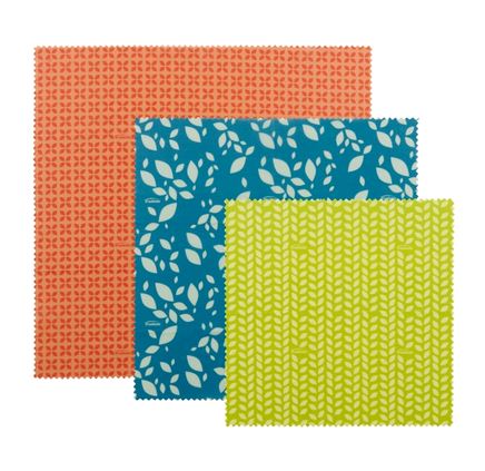 Trudeau 09920139 Eco Beeswax Food Wraps - 3 Pack all together on white background