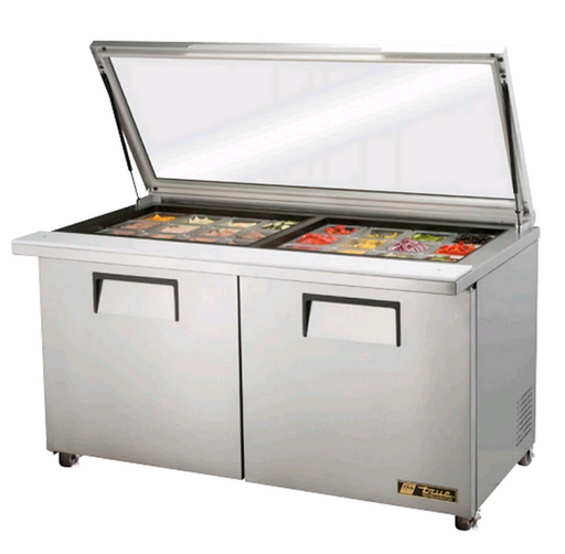 True Refrigeration 60" Mega Top Prep Table with glass Lid on white background