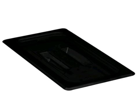 Cambro 30CWCH110 Camwear Black 1/3 Size Food Pan Cover with Handle on white background]