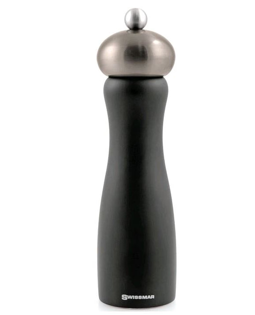 Swissmar - Classic Belle 8" Black Matte Salt Mill with Gun Metal Top - SMS2001G on white background