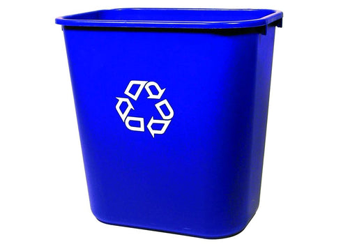 Rubbermaid Blue Medium Deskside Recycling Container on white background