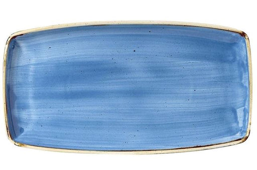 Churchill 14" x 7.25" Super Vitrified Stonecast Oblong Plate Cornflower Blue SCFSOP141 Set of 6 on white background