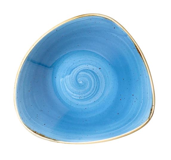 Churchill 21 oz Ceramic Cornflower Blue Triangular Stonecast Bowl -  SCFSTRB91 on white background
