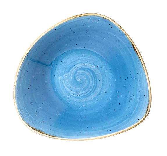 Churchill 21 oz Ceramic Cornflower Blue Triangular Stonecast Bowl -  SCFSTRB91 top view on white background