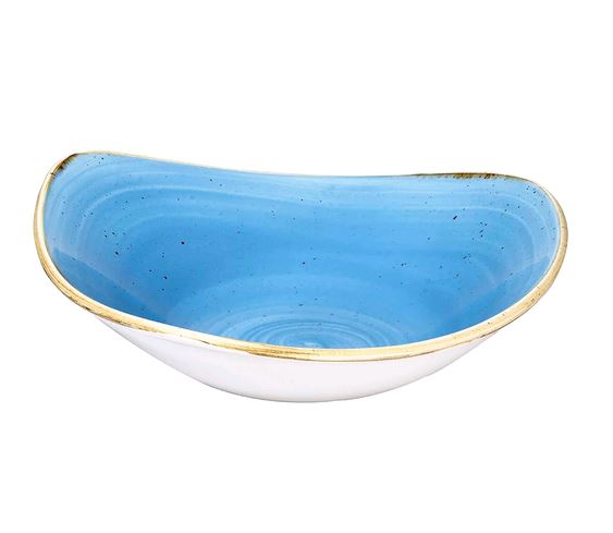 Churchill 21 oz Ceramic Cornflower Blue Triangular Stonecast Bowl -  SCFSTRB91 on white background