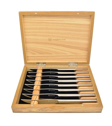 Wusthof Household & Professional Tools 8 pcs. Stainless Mignon Steak Knife Set in Olivewood Gift Box 1069510803