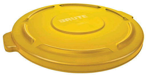 Rubbermaid Commercial Brute Round Plastic Lid, Yellow FG264560YEL on white background
