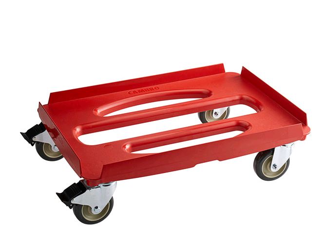 Cambro CDC300358 Cam GoBox® Hot Red Compact Camdolly® on white background