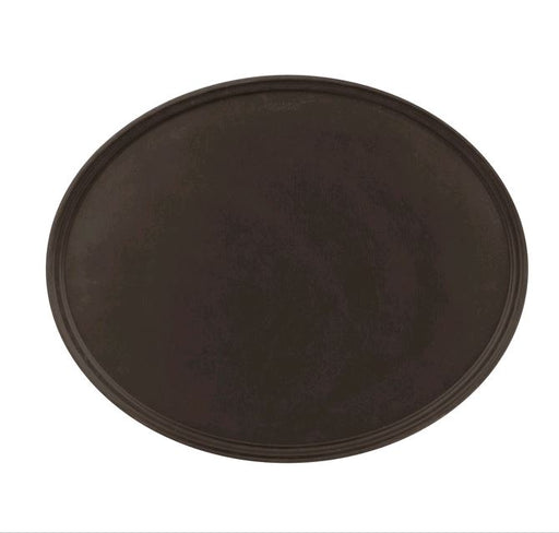 Cambro 2900CT138 Camtread® 29" x 24" Tavern Tan Non-Skid Oval Serving Tray on white background