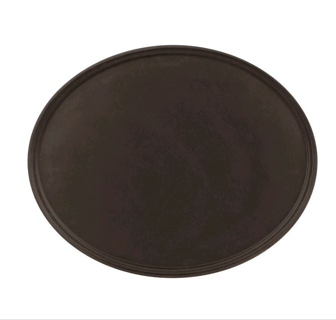 Cambro 2900CT138 Camtread® 29" x 24" Tavern Tan Non-Skid Oval Serving Tray on white background