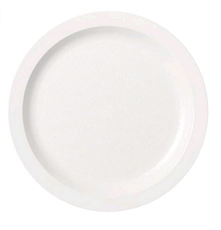 Cambro 9CWNR148 White Camwear Narrow Rim 9" Plate - 48 / CS  on white background