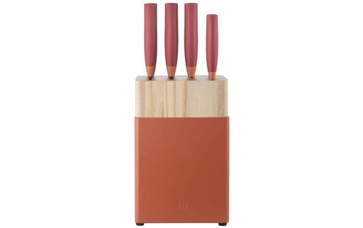 ZWILLING Now S Red 6 Piece Knife Block Set 54350-006 on white background