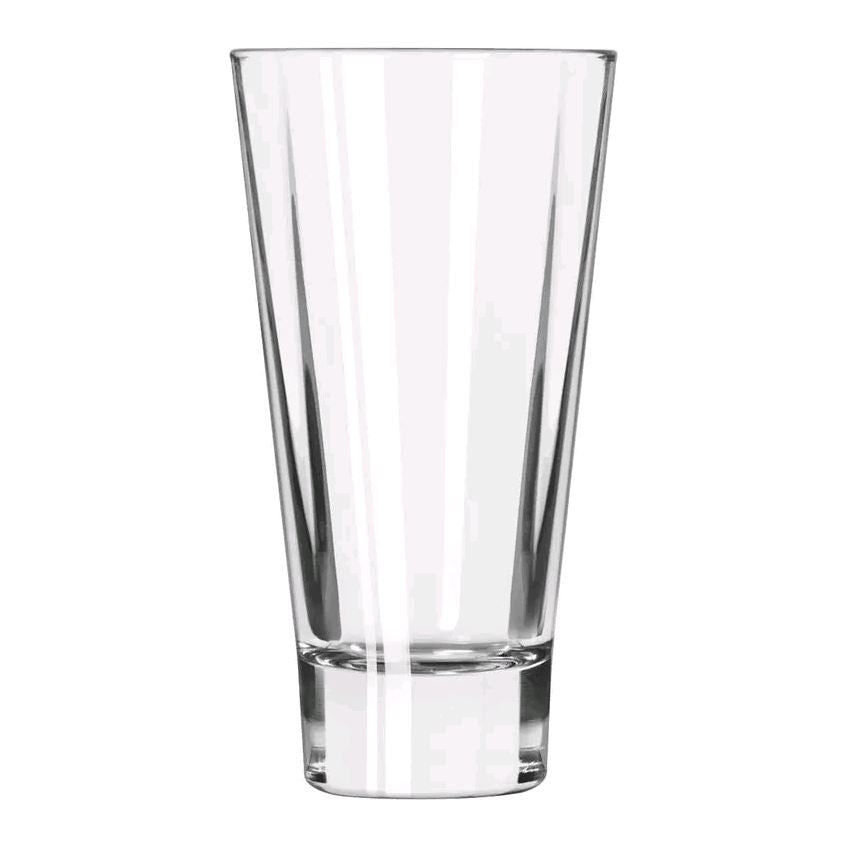 Libbey 16-oz DuraTuff Flare Squre Shape Cooler Glass 15826 empty on white background
