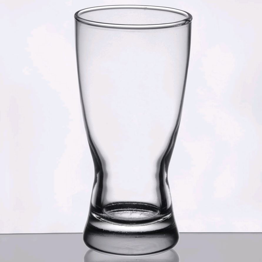 Libbey Hourglass 10 oz. Rim Tempered Pilsner Glass 1178HT* on grey background