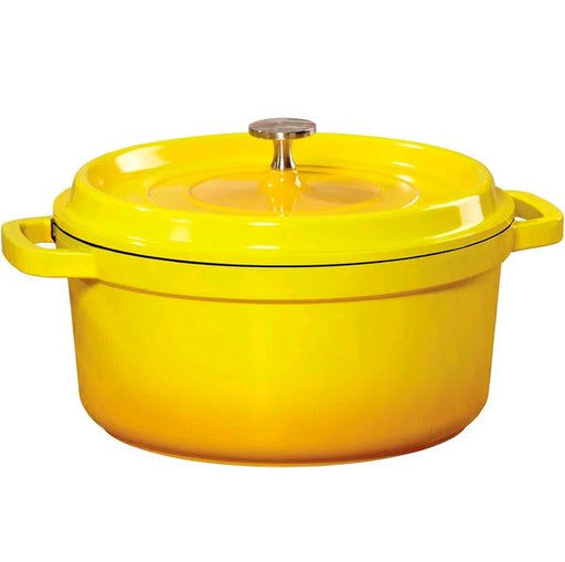 GET Light Weight Heiss 4.5Qt Yellow Enamel Coated Cast Aluminum Round Dutch Oven with Lid CA-012-Y/BK*