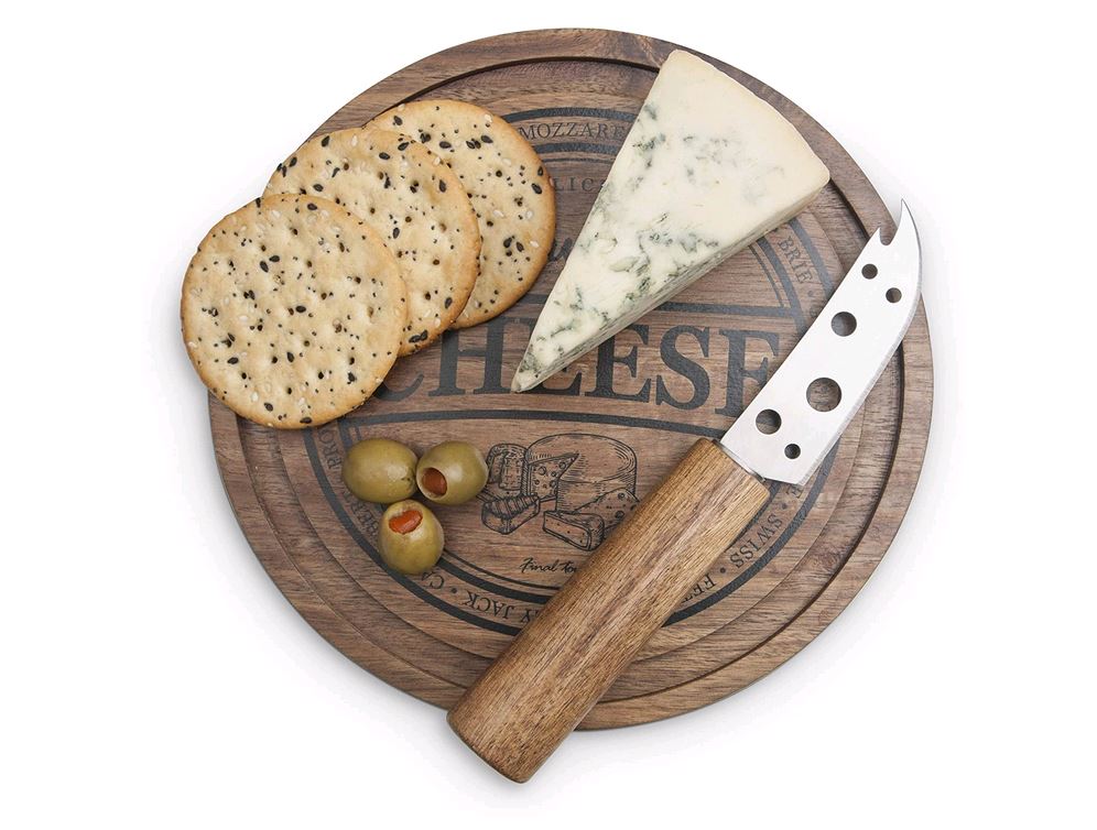 Final Touch 2pc Cheese Board & Knife Set Book Style Packaging CE40102