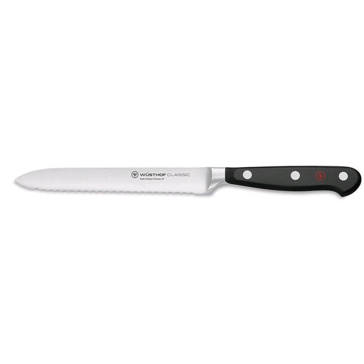 Wusthof Classic 5" Serrated Sausage/Utility Knife 4110 on white background
