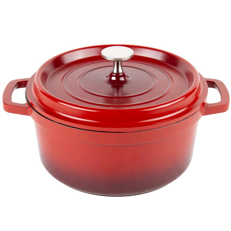 Heiss 2.5 Qt Red Round Aluminum Dutch Oven w/ Lid CA-011-R/BK