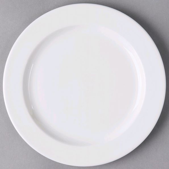 Syracuse China Slenda 9.75" Royal Rideau White Med Rim Porcelain Plate 905356826*