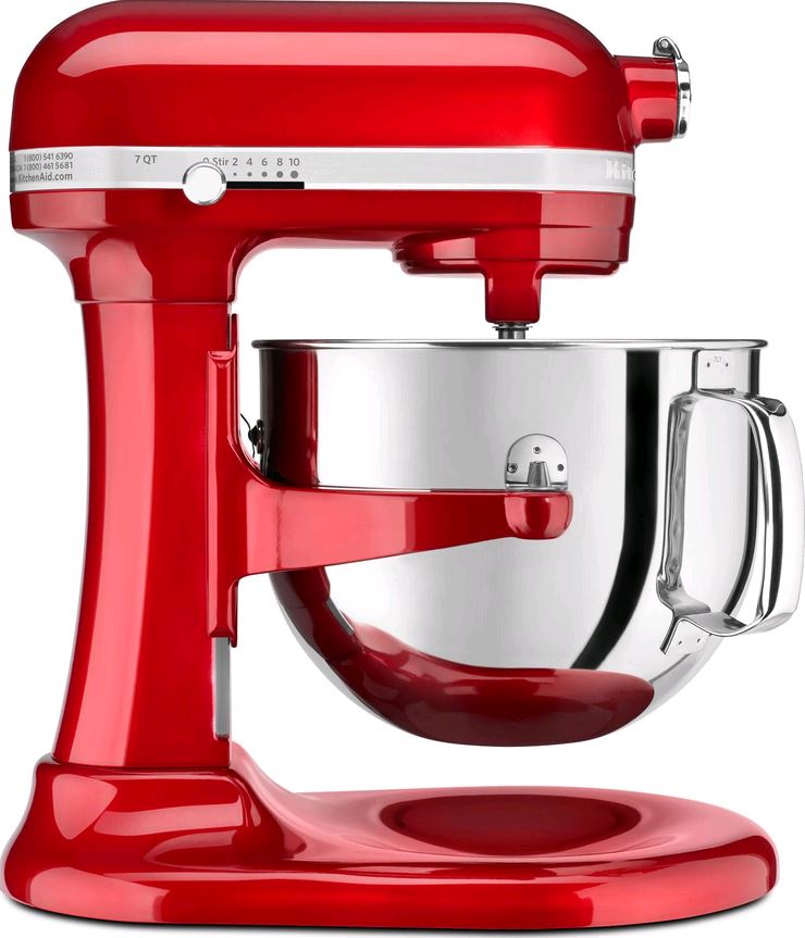KitchenAid Pro Line Series 7-Qt Bowl Lift Mixer in Candy Apple Red sideview