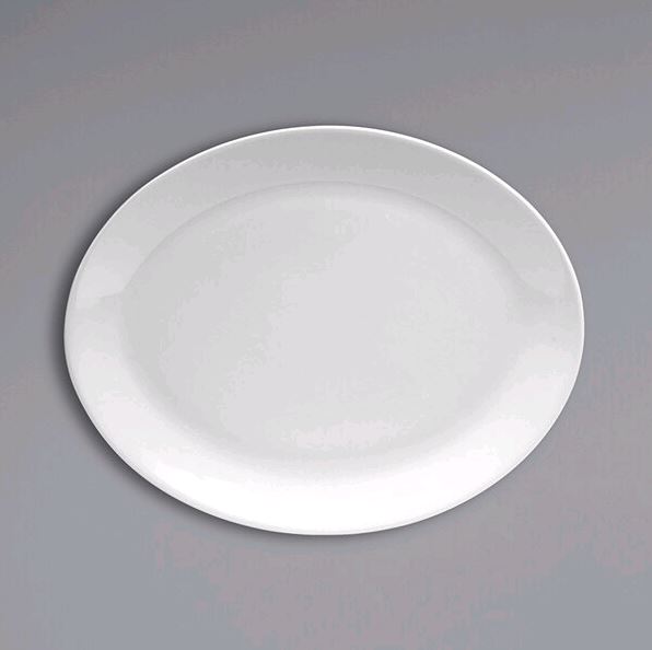 Oneida Tundra 13" x 10 3/8" Oval White Wide Rim China Platter F1410000371*