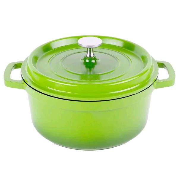 GET Light Weight Heiss 2.5Qt Green Enamel Coated Cast Aluminum Round Dutch Oven with Lid CA-011-G/BK*