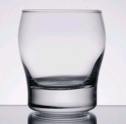 Libbey Perception 9oz Rocks/Old Fasion Glass 2392 empty on white background with grey table