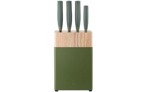 ZWILLING Now S Green 6 Piece Knife Block Set 54370-006 all together on white background