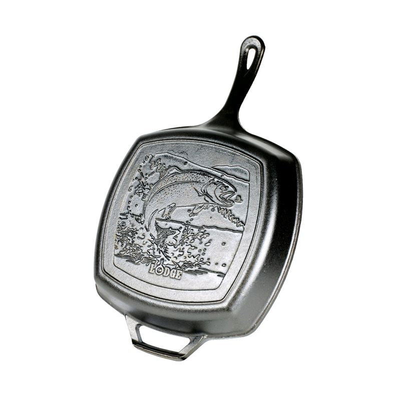Lodge Wildlife Series 10.5" Square Fish Cast Iron Skillet L8SGPWLFICN