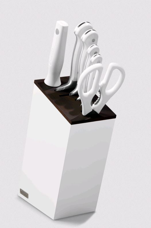 Wusthof Classic White 7pc Knife Block 1090270602 on white background