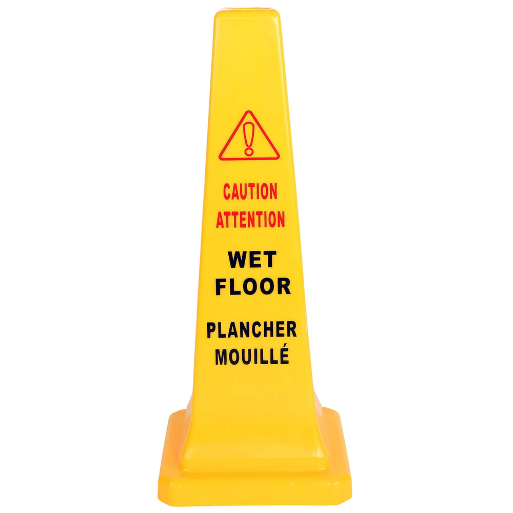 Globe Commercial Products Large Caution Wet Floor Safety Cone on white background