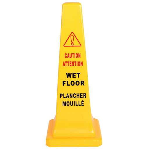Globe Commercial Products Large Caution Wet Floor Safety Cone on white background