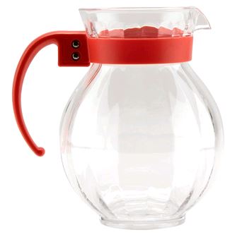 GET P-4091-PC-RO 90 oz Plastic Pitcher w/ Orange Handle, Clear on white background