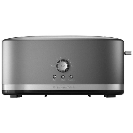 KitchenAid 4 Slice Long Slot Silver Toaster on white background