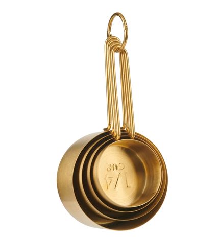 Trudeau 4 Piece Gold Stainless Steel Measuring Cups on white background