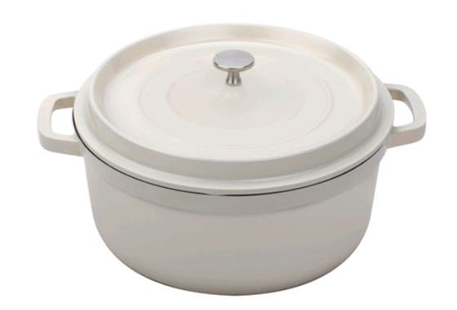 GET Light Weight Heiss 6.5 qt. White Enamel Coated Cast Aluminum Round Dutch Oven with Lid CA¿006¿AWH/BK/CC